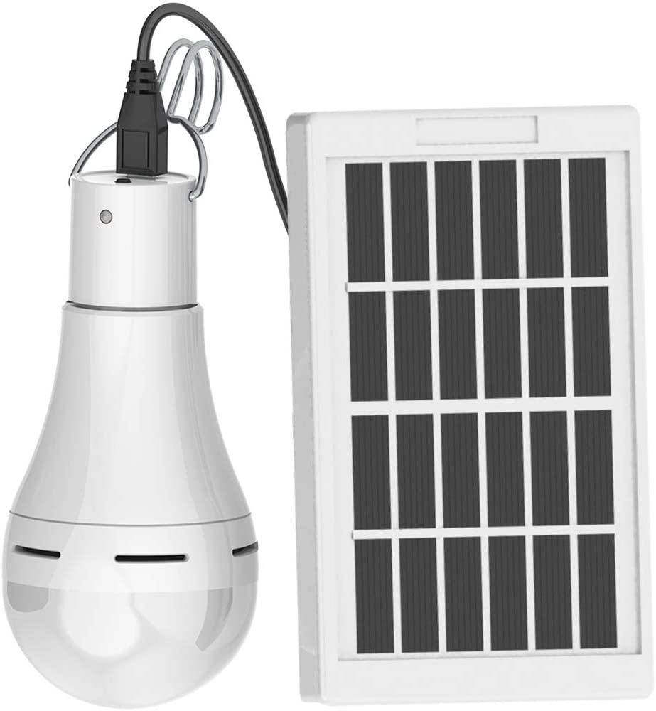 BEST INDOOR SOLAR LIGHTS 2021 8 Flyhoom Portable Solar LED Light Bulb FL400 1 Emergency Lamp for Outdoor Indoor Camping Power Outage 7W 420lm White Pack of 1